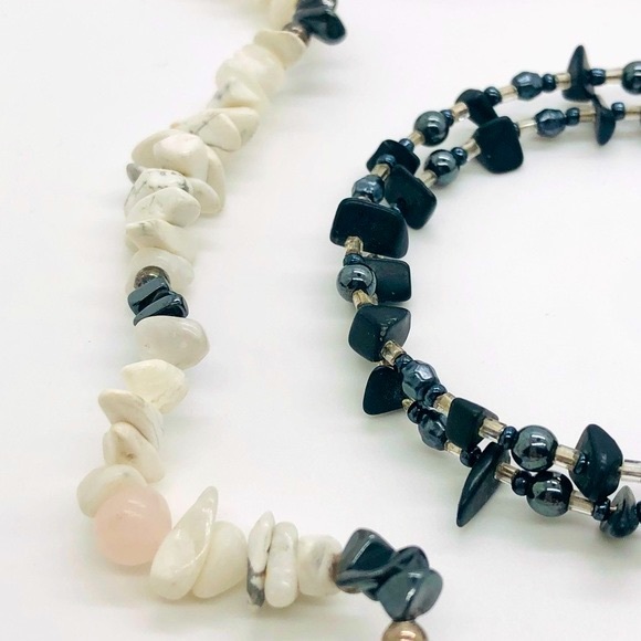 Vintage Black & White Howlite Hematite Jewelry - Picture 8 of 13